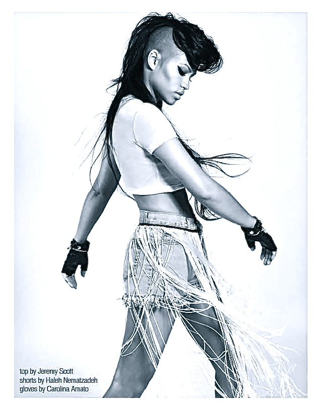 Cassie Status magazine August 2011 fringe shorts
