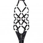 BUCKLES AND BANDS VINYL BODYSUIT